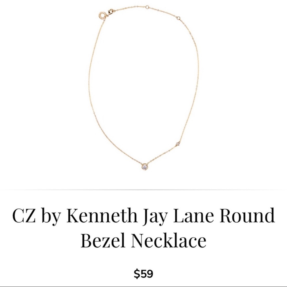 Bezel Round Pendant CZ Necklace by Kenneth Jay Lane